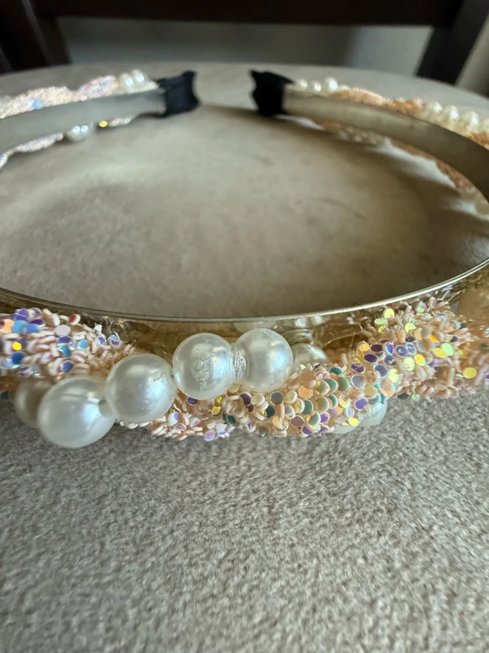 Pearl & Crystal Embellished Pink Headband
